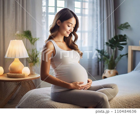 臨月の妊婦イメージ「AI生成画像」  臨月の妊婦イメージ「AI生成画像」  110484636
