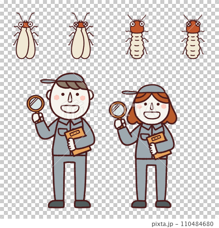 Cute termites and male and female workers illustration set Cute termites and male and female workers illustration set 110484680