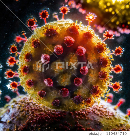 コロナウイルス クローズアップ「AI生成画像」 コロナウイルス クローズアップ「AI生成画像」 110484710