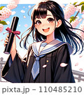 女子高生が春に笑顔で卒業 110485210