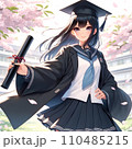 卒業証書を持つクールな女子高生 110485215