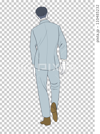 Rear view of a man in a suit walking 110485232