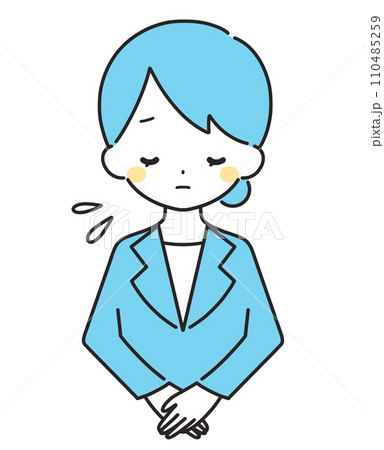 水色｜お辞儀をして謝罪する女性｜スーツ 110485259