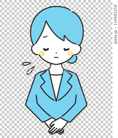 水色｜お辞儀をして謝罪する女性｜スーツ 110485259