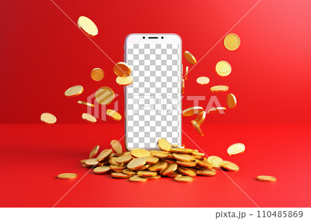 コインとスマホ画面　AI生成画像　AI画像 110485869