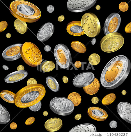 Seamless background with Polish coins 110486227