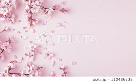 桜の花びらの背景素材 110486238