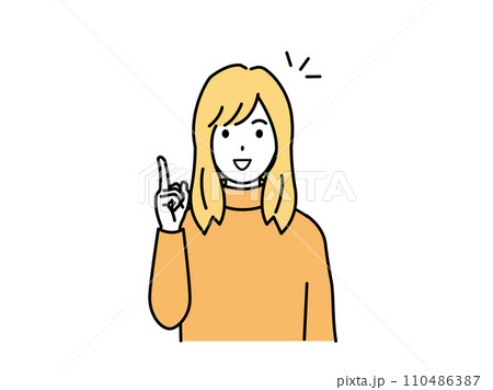 閃いたり話をする若い女性のイラスト 110486387
