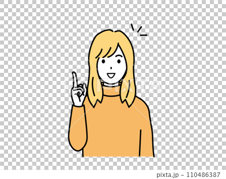閃いたり話をする若い女性のイラスト 110486387
