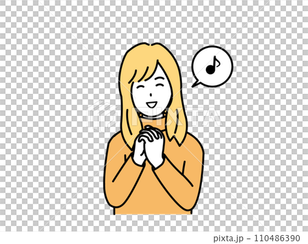 喜ぶ若い女性のイラスト 110486390