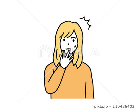 驚く若い女性のイラスト 110486402