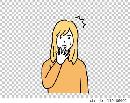 驚く若い女性のイラスト 110486402