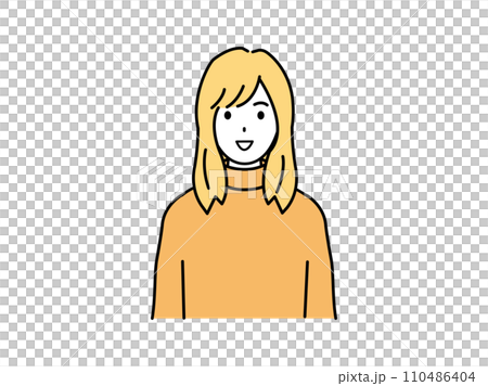 Illustration of a young woman facing the front Illustration of a young woman facing the front 110486404