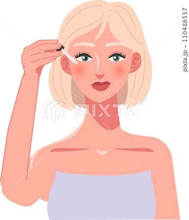 Skincare Concept. Skincare Routine with Skin Serum. Woman with Dropper, Applying Hydrating Skin Serum 110486557