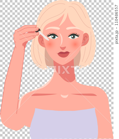 Skincare Concept. Skincare Routine with Skin Serum. Woman with Dropper, Applying Hydrating Skin Serum Skincare Concept. Skincare Routine with Skin Serum. Woman with Dropper, Applying Hydrating Skin Serum 110486557