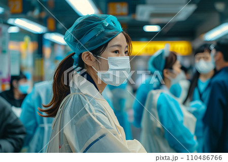 忙しそうな院内　AI生成画像　AI画像 110486766