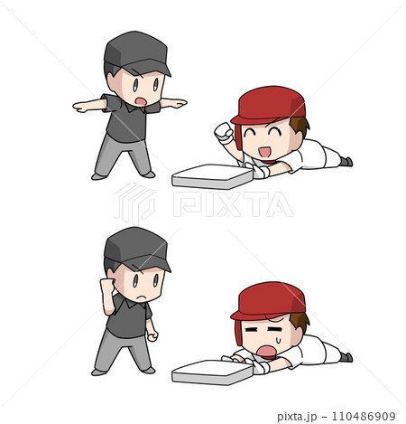 野球の走者の判定のイラスト2パターン・男子 110486909