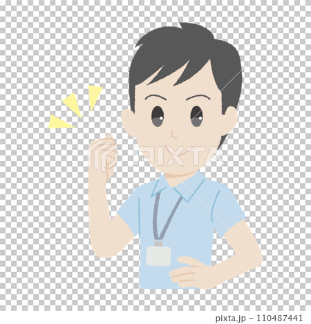 A young man in a polo shirt doing a hand-drawn fists pose A young man in a polo shirt doing a hand-drawn fists pose 110487441