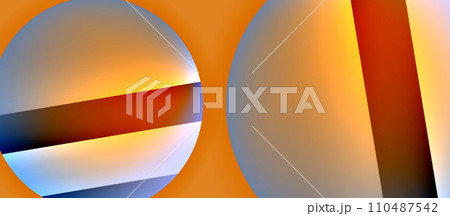 Glossy metal glowing circles geometric background. Minimal abstract composition. Vector illustration For Wallpaper, Banner, Background, Card, Book Illustration, landing page 110487542