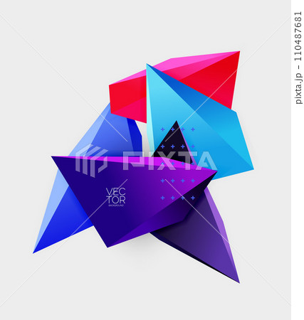 Vector 3d triangles geometric abstract background 110487681