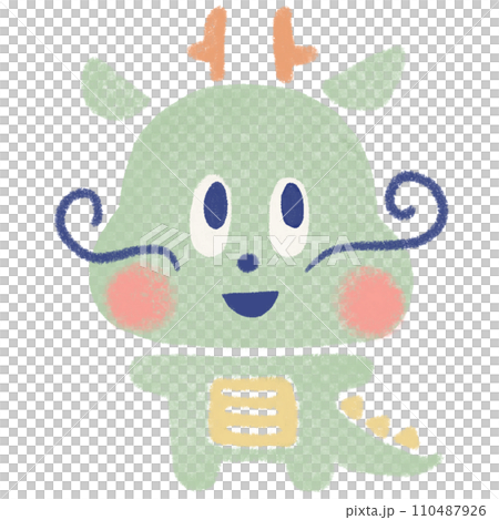 手繪插畫的雙頭龍，表情可愛 110487926