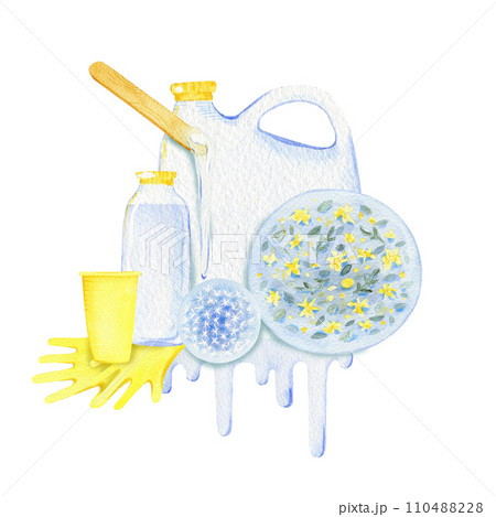 Epoxy resin painted watercolor with hobby accessories for design of cards, posters and websites 110488228