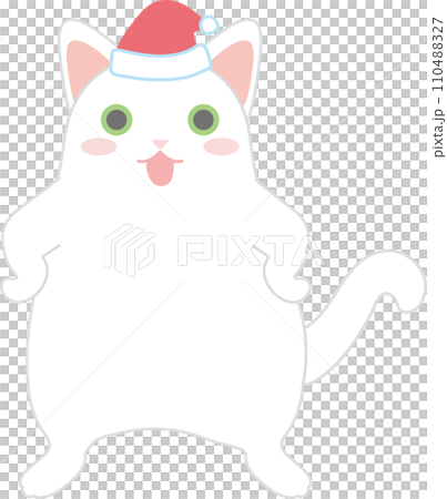 Dancing cat_Christmas Santa hat_Echen with both hands on hips 110488327