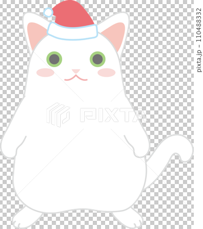 Dancing cat_Christmas Santa hat_Cat standing with both hands down Dancing cat_Christmas Santa hat_Cat standing with both hands down 110488332
