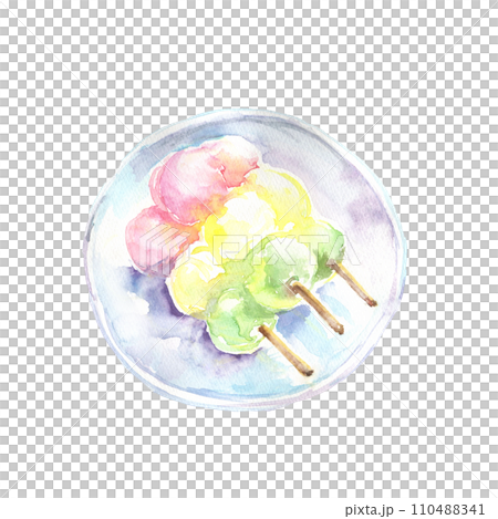 三色團子水彩畫插圖 110488341