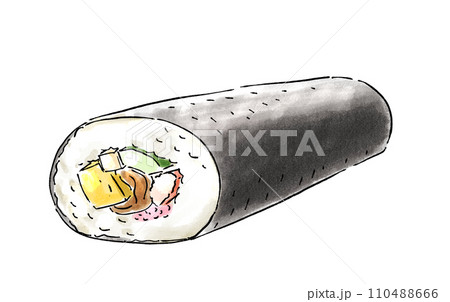 一本の恵方巻　水彩風 110488666