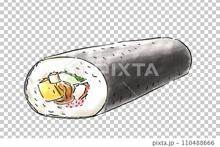 一本の恵方巻　水彩風 110488666
