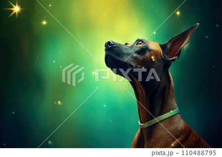 Close-up of cute dog with beautiful bokeh background, Generative AI 110488795