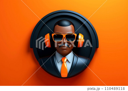 3d minimal scene, mockup abstract human character, enjoy music concept, Generative AI 110489118