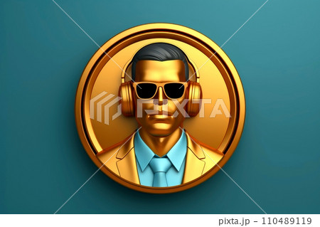 3d minimal scene, mockup abstract human character, enjoy music concept, Generative AI 110489119