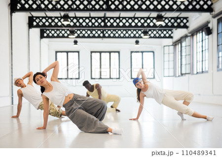 Asian woman studying movement of contemporary dance 110489341