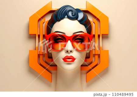 3d minimal scene, mockup abstract human character, enjoy music concept, Generative AI 110489495