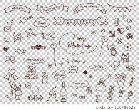 ホワイトデーのかわいい手書きイラストセット 110489628