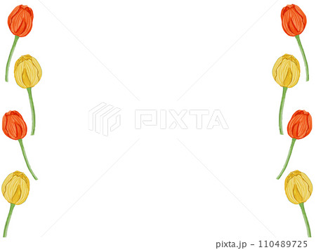 かわいいチューリップの水彩フレーム かわいいチューリップの水彩フレーム 110489725