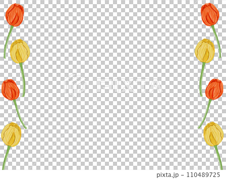 かわいいチューリップの水彩フレーム かわいいチューリップの水彩フレーム 110489725
