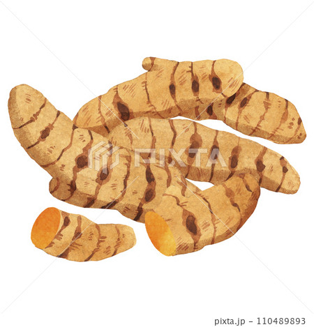 Watercolor Turmeric set. Isolated on white background Watercolor Turmeric set. Isolated on white background 110489893