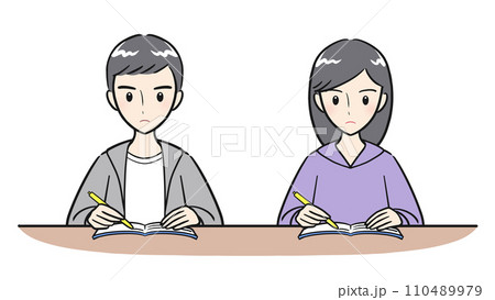 塾で真剣に勉強をする男子学生・女子学生 塾で真剣に勉強をする男子学生・女子学生 110489979
