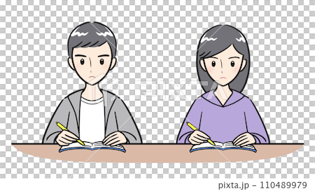 塾で真剣に勉強をする男子学生・女子学生 塾で真剣に勉強をする男子学生・女子学生 110489979