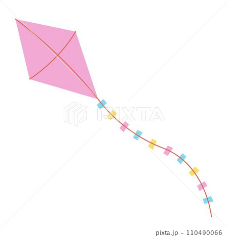 Colorful kite vecor illustration. Flat kite icon. Pink kite isolated on white background. Wind. Freedom concept Colorful kite vecor illustration. Flat kite icon. Pink kite isolated on white background. Wind. Freedom concept 110490066