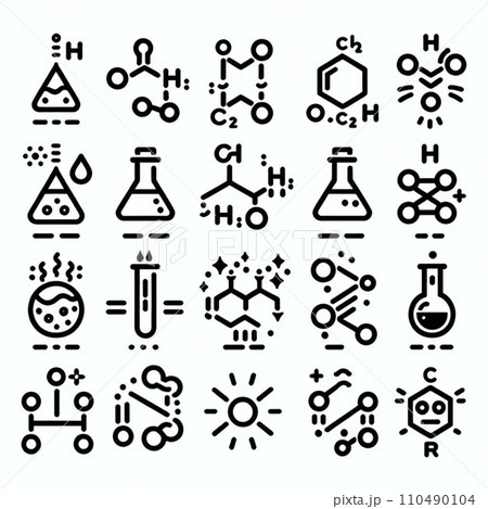 化学反応　　フラスコのシンプルなデザインの背景素材 110490104