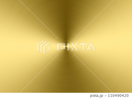 Background of brushed metal gold plate with reflections in circular shape Background of brushed metal gold plate with reflections in circular shape 110490420