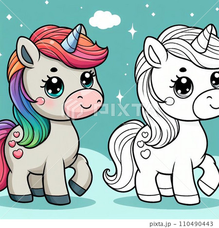 cute unicorn with unicorn(AI-generate) 110490443