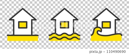 災難、洪水、海嘯破壞前後的家 110490690
