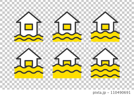 洪水損壞和洪水插圖集-損壞等級房屋插圖 洪水損壞和洪水插圖集-損壞等級房屋插圖 110490691