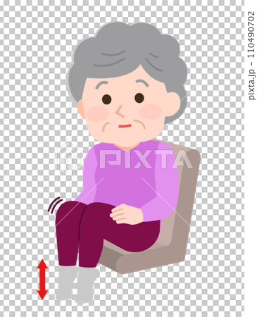 エコノミークラス症候群予防 血栓症予防のつまさき立ち体操をする高齢者  イラスト  110490702