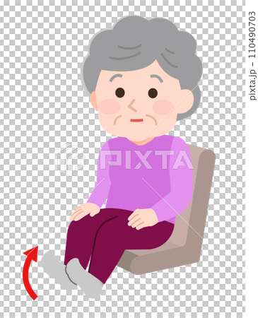 Economy Class Syndrome Prevention Illustration of an elderly person doing toe lift exercises to prevent thrombosis 110490703